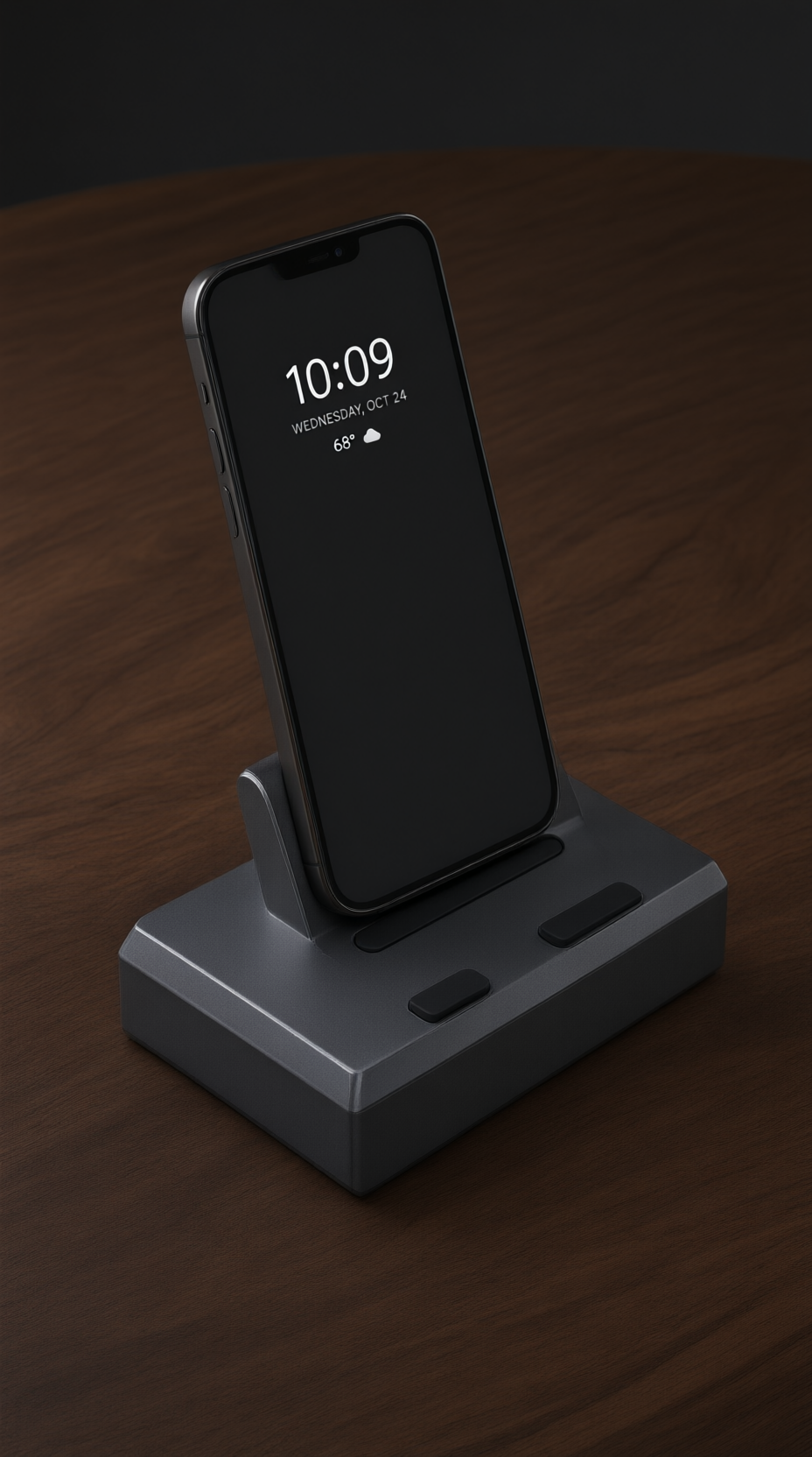 Graphite Desk Dock on a desk